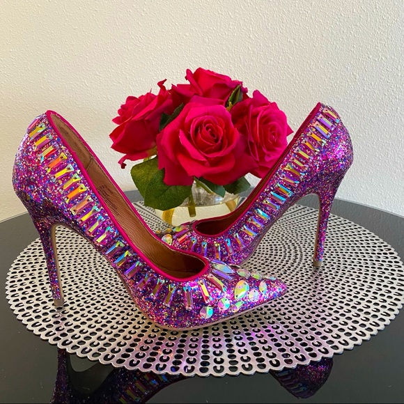 Steve Madden Galaxxie Glitzy Glam Fuchsia Party Pumps (Size 6).🌹 - Picture 10 of 16
